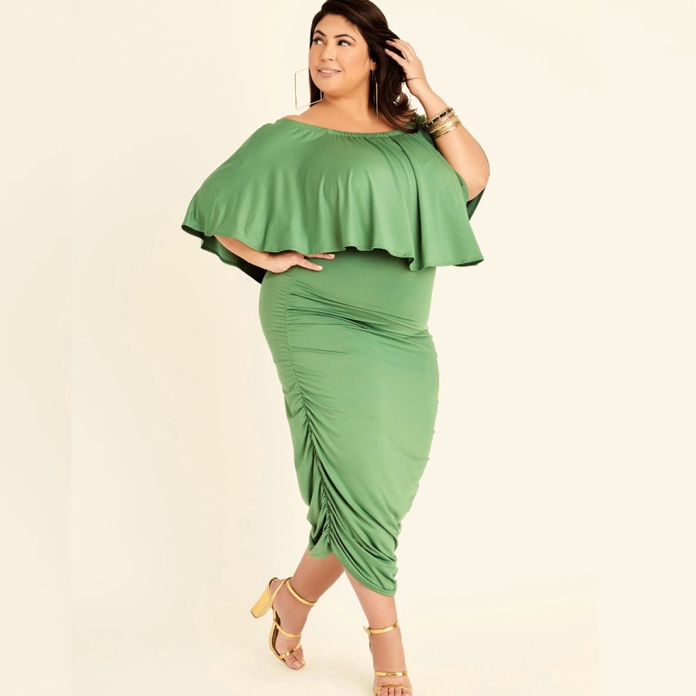 Off the Shoulder Bodycon Ruched Maxi